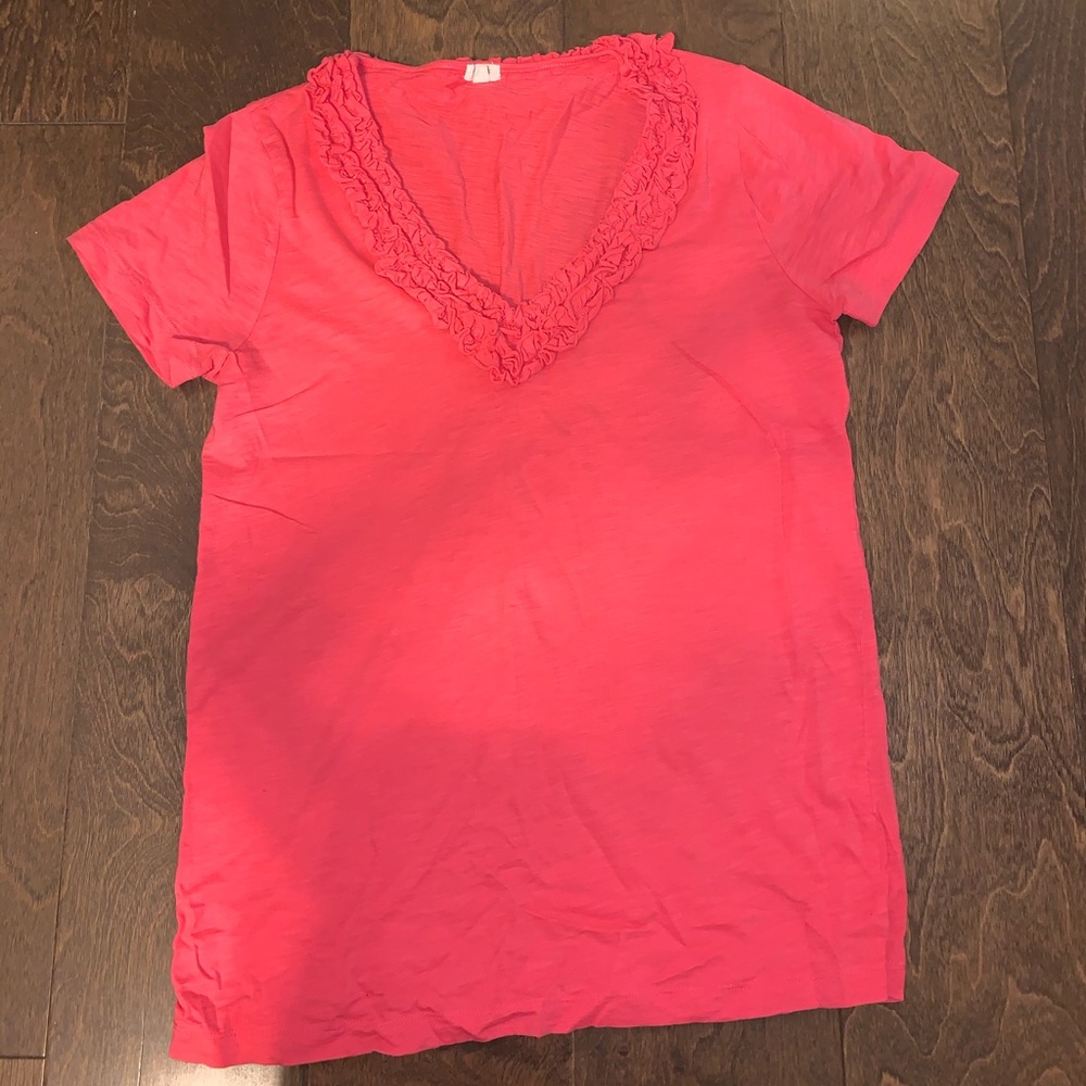 JCREW coral V neck short sleeve
